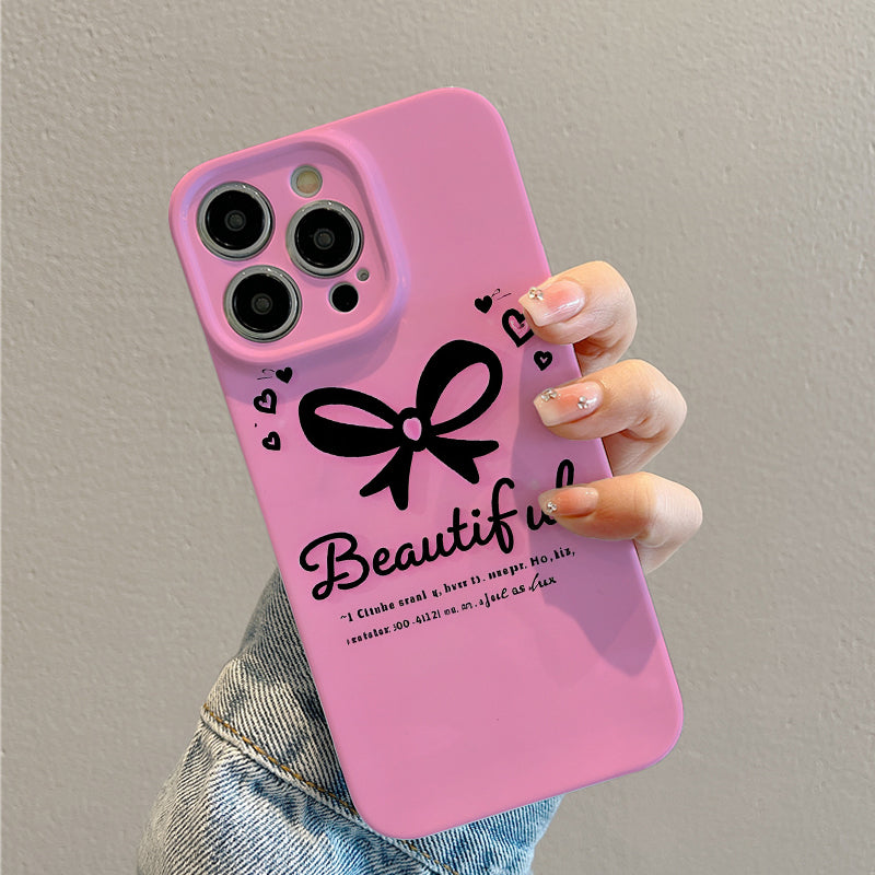 ck Line Simple Simple bow phone case suitable for iPhone 11 12 13 14 15 16 Pro Max 7 8 Plus 12 13MINI Exquisite bow phone protective case with relief feel suitable for girls