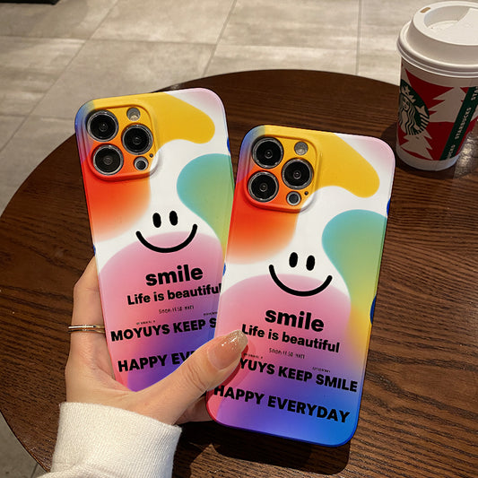 Color Block Smile Mobile Phone Case for Iphone 16 15 14 13 12 11 Pro Max 7 8 Plus SE2 SE3 XR X XS