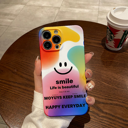 Color Block Smile Mobile Phone Case for Iphone 16 15 14 13 12 11 Pro Max 7 8 Plus SE2 SE3 XR X XS