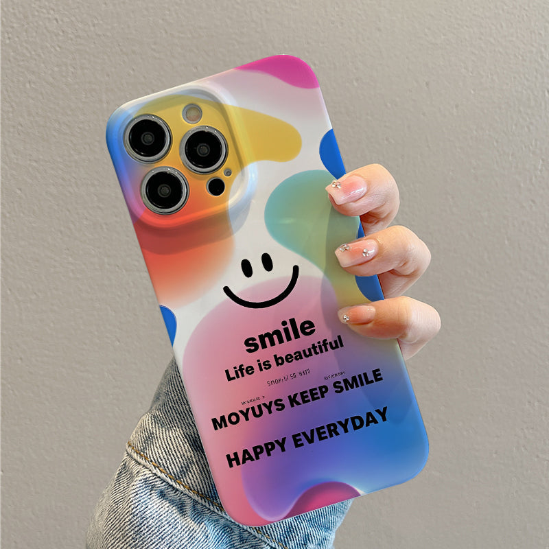 Color Block Smile Mobile Phone Case for Iphone 16 15 14 13 12 11 Pro Max 7 8 Plus SE2 SE3 XR X XS