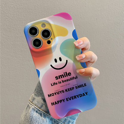 Color Block Smile Mobile Phone Case for Iphone 16 15 14 13 12 11 Pro Max 7 8 Plus SE2 SE3 XR X XS