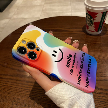 Color Block Smile Mobile Phone Case for Iphone 16 15 14 13 12 11 Pro Max 7 8 Plus SE2 SE3 XR X XS