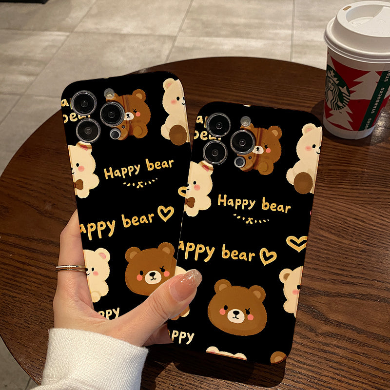 Cute Bear High Bamboo Phone Case for Iphone 16 15 14 11 12 13 Pro Max Mini 7 8 Plus XR XS Max X SE 2022 Protective Case