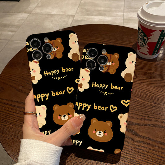 Cute Bear High Bamboo Phone Case for Iphone 16 15 14 11 12 13 Pro Max Mini 7 8 Plus XR XS Max X SE 2022 Protective Case