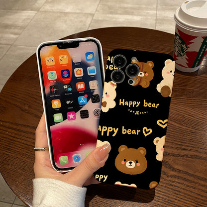 Cute Bear High Bamboo Phone Case for Iphone 16 15 14 11 12 13 Pro Max Mini 7 8 Plus XR XS Max X SE 2022 Protective Case