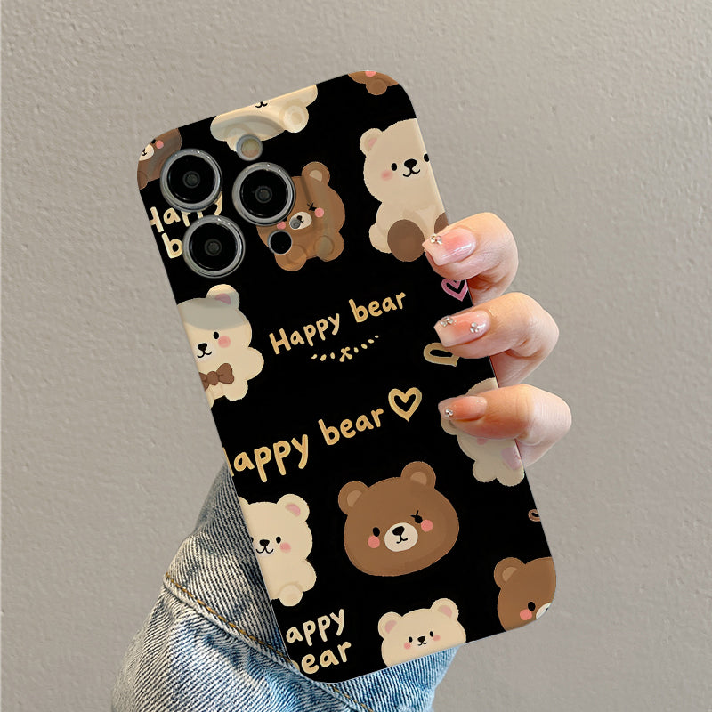 Cute Bear High Bamboo Phone Case for Iphone 16 15 14 11 12 13 Pro Max Mini 7 8 Plus XR XS Max X SE 2022 Protective Case