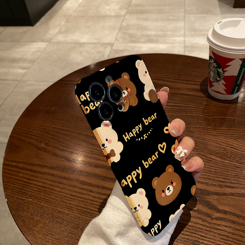 Cute Bear High Bamboo Phone Case for Iphone 16 15 14 11 12 13 Pro Max Mini 7 8 Plus XR XS Max X SE 2022 Protective Case