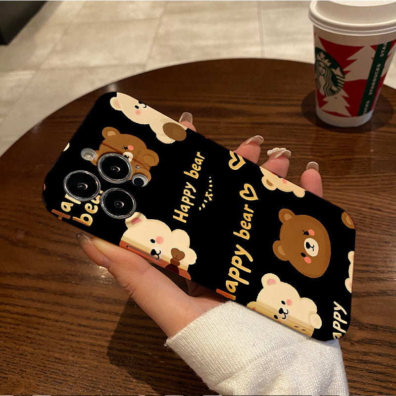 Cute Bear High Bamboo Phone Case for Iphone 16 15 14 11 12 13 Pro Max Mini 7 8 Plus XR XS Max X SE 2022 Protective Case