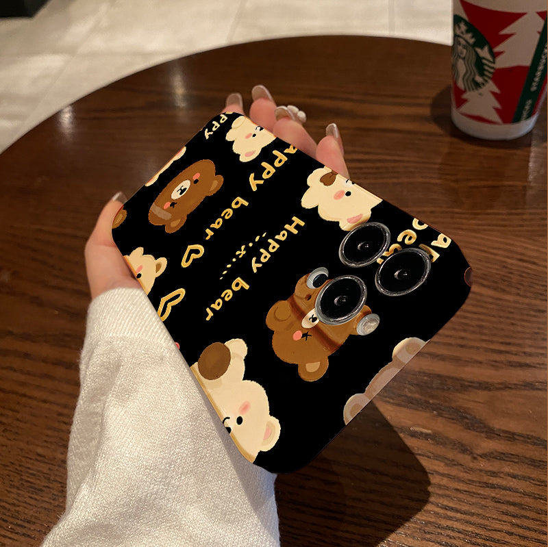 Cute Bear High Bamboo Phone Case for Iphone 16 15 14 11 12 13 Pro Max Mini 7 8 Plus XR XS Max X SE 2022 Protective Case