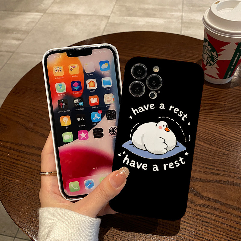 Cute Cartoon Duck Mobile Phone Case Suitable for iPhone 16 15 14 13 12 11 Pro Max 7 8 Plus SE2 SE3 XR X XS