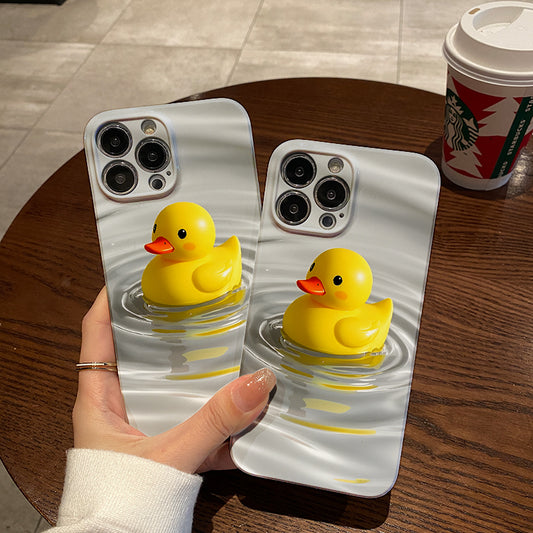 Cute Yellow Duck Illustration in Water. Durable, shock-absorbing, stylish phone case, for iPhone 16, 15, 14, 13, 12, 11, Plus, Pro, Max, perfect birthday gift for your friend!