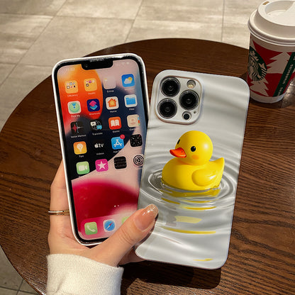 Cute Yellow Duck Illustration in Water. Durable, shock-absorbing, stylish phone case, for iPhone 16, 15, 14, 13, 12, 11, Plus, Pro, Max, perfect birthday gift for your friend!