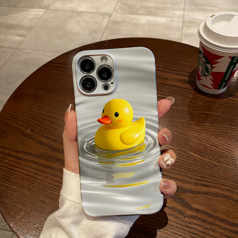 Cute Yellow Duck Illustration in Water. Durable, shock-absorbing, stylish phone case, for iPhone 16, 15, 14, 13, 12, 11, Plus, Pro, Max, perfect birthday gift for your friend!