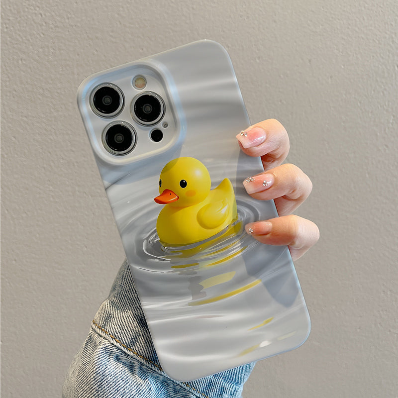 Cute Yellow Duck Illustration in Water. Durable, shock-absorbing, stylish phone case, for iPhone 16, 15, 14, 13, 12, 11, Plus, Pro, Max, perfect birthday gift for your friend!