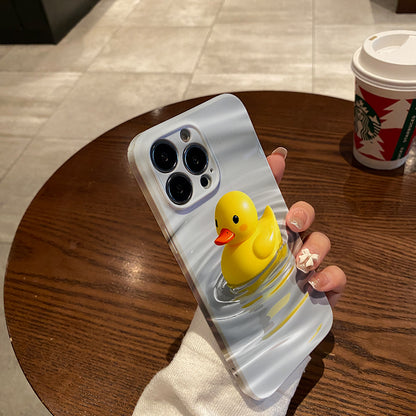 Cute Yellow Duck Illustration in Water. Durable, shock-absorbing, stylish phone case, for iPhone 16, 15, 14, 13, 12, 11, Plus, Pro, Max, perfect birthday gift for your friend!