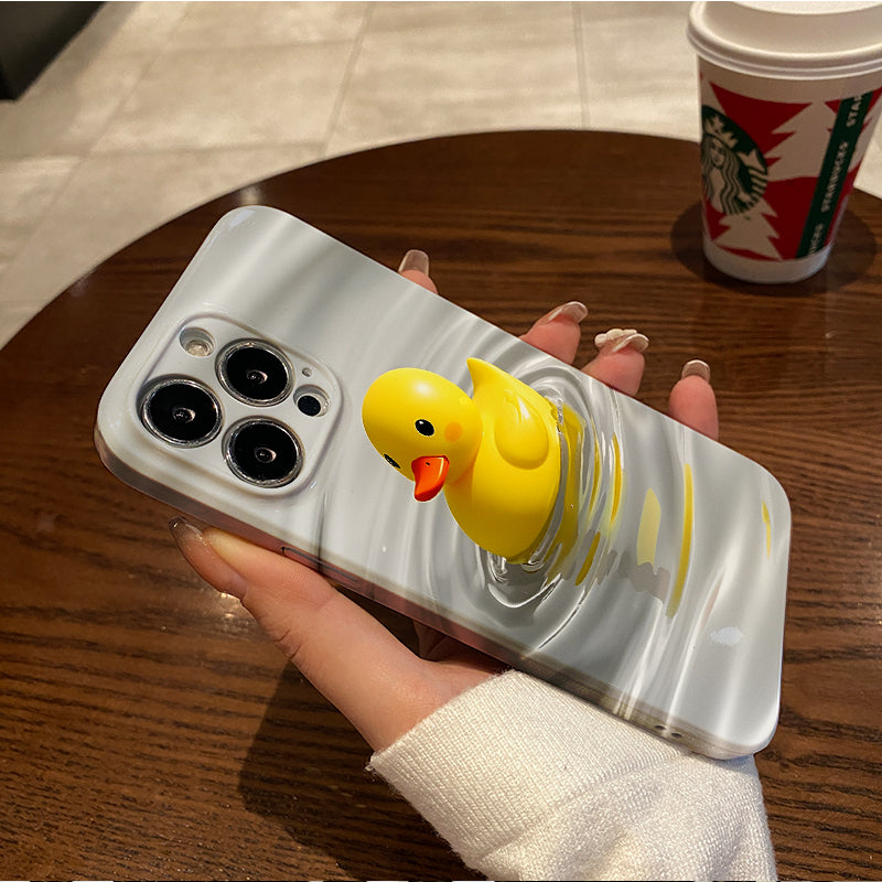 Cute Yellow Duck Illustration in Water. Durable, shock-absorbing, stylish phone case, for iPhone 16, 15, 14, 13, 12, 11, Plus, Pro, Max, perfect birthday gift for your friend!