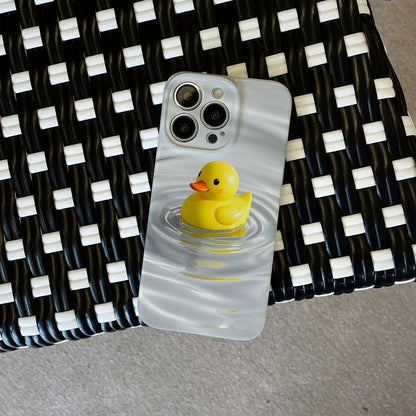 Cute Yellow Duck Illustration in Water. Durable, shock-absorbing, stylish phone case, for iPhone 16, 15, 14, 13, 12, 11, Plus, Pro, Max, perfect birthday gift for your friend!