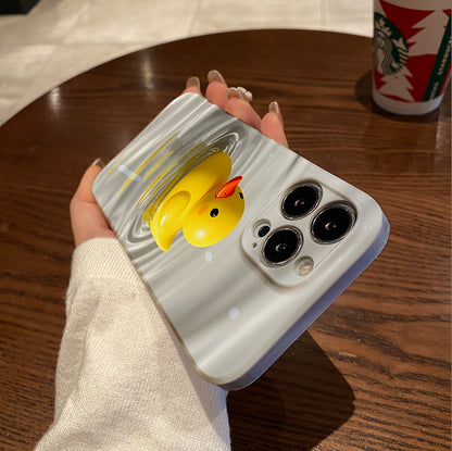 Cute Yellow Duck Illustration in Water. Durable, shock-absorbing, stylish phone case, for iPhone 16, 15, 14, 13, 12, 11, Plus, Pro, Max, perfect birthday gift for your friend!