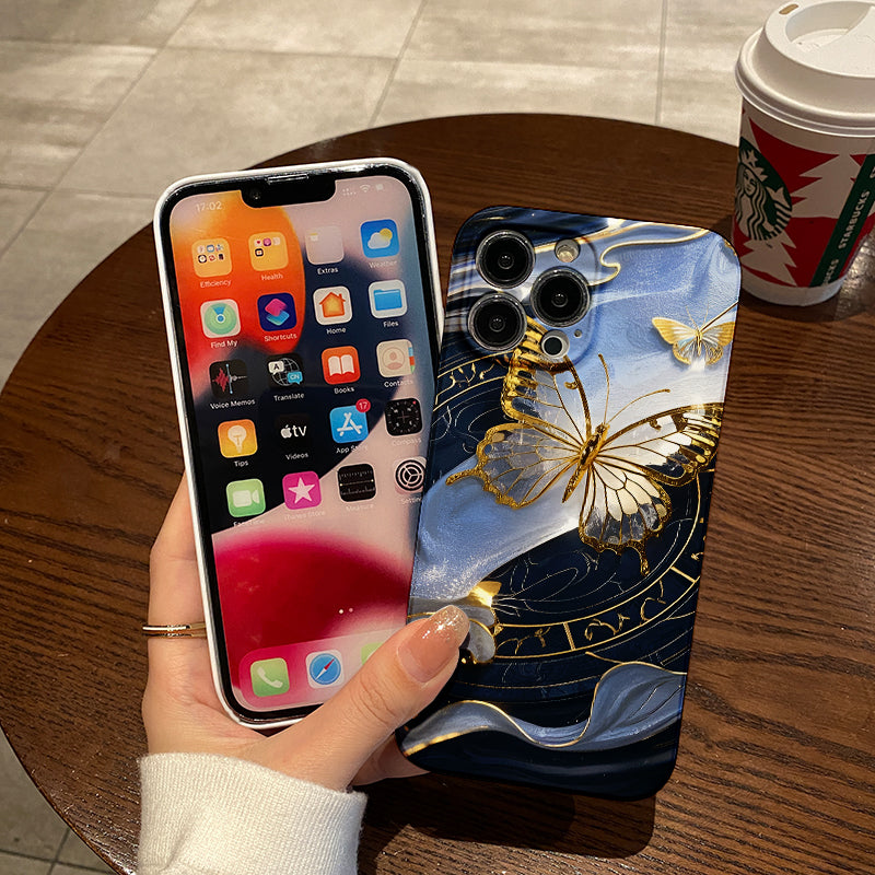 den Butterfly Shock-Absorbing and Trendy ProtectionMobile Phone hard Case Suitable for iPhone16 15 14 13 12 11 Pro Max XR XS Max Plus Protective Cover Gift for Men and Women