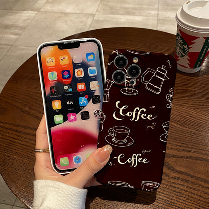 fee Cup Pattern Mobile Phone Case, Anti-fall Mobile Phone Protective Case, Shockproof Mobile Phone Case Suitable for iPhone 11 12 13 14 15 16 Pro Max Pro Plus Series - Fashion Creative Design New Mobile Phon