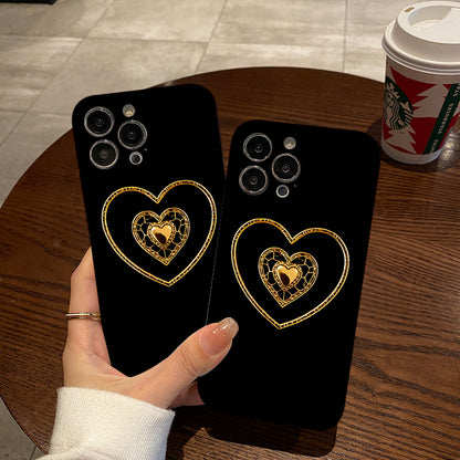 Golden Love Mobile Phone Case for iPhone 16 15 14 13 12 11 Pro Max XS XR 7 8 Plus SE 2020 Protective Case