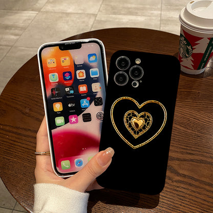 Golden Love Mobile Phone Case for iPhone 16 15 14 13 12 11 Pro Max XS XR 7 8 Plus SE 2020 Protective Case