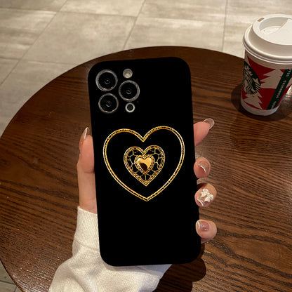 Golden Love Mobile Phone Case for iPhone 16 15 14 13 12 11 Pro Max XS XR 7 8 Plus SE 2020 Protective Case