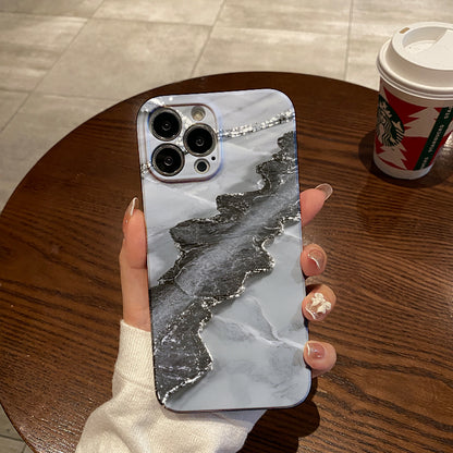 Gray Golden Marble Pattern Fashion Brand Pattern Full Coverage TPU Mobile Phone Case Suitable for iPhone11 12 13 14 15 16promax xr 78plus