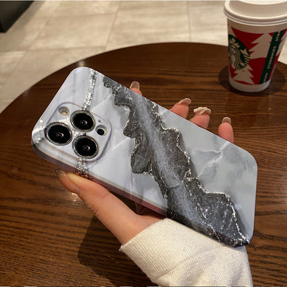 Gray Golden Marble Pattern Fashion Brand Pattern Full Coverage TPU Mobile Phone Case Suitable for iPhone11 12 13 14 15 16promax xr 78plus