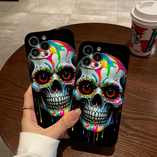 hone Case with a Funny And Interesting Style with a Unique Style, with Colorful, Vivid And Cute Skull Heads, in a Cartoon Style, Suitable for Iphone Series 16_15_14_13_12_Mini_11_Xs_Pro_ Max_Plus