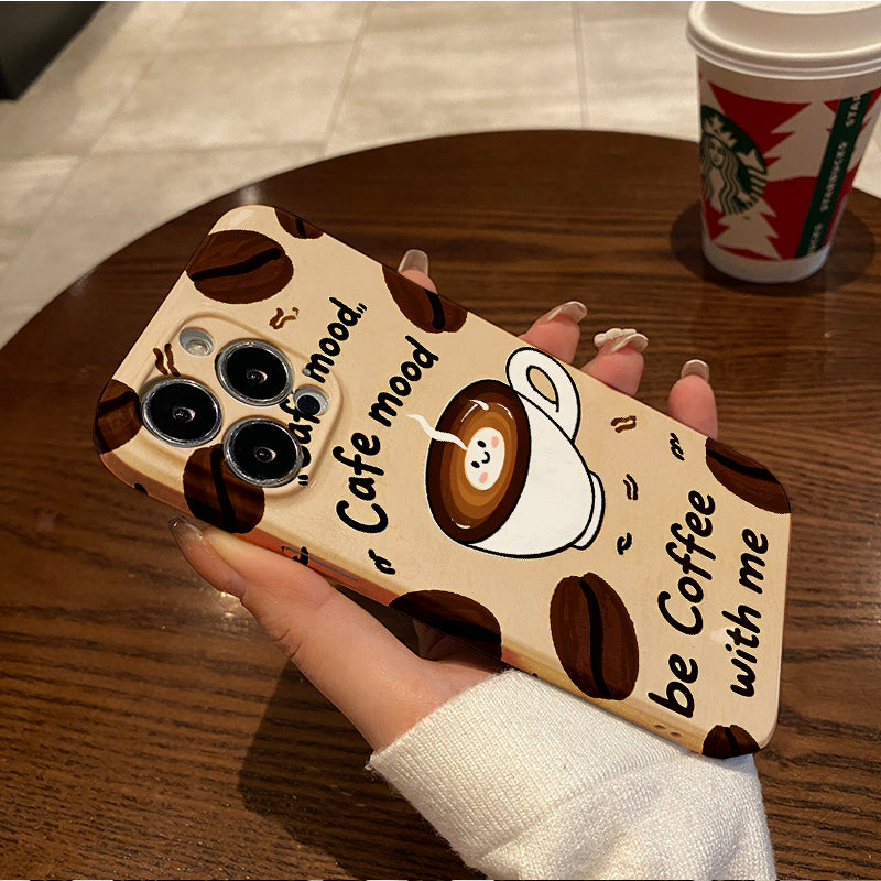 ingle Coffee-Themed Phone Case Featuring Patterns of Beans And Cups, Designed for Comfort, Durability, And Style, Offering High-Quality Protection.