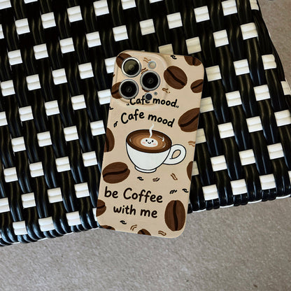 ingle Coffee-Themed Phone Case Featuring Patterns of Beans And Cups, Designed for Comfort, Durability, And Style, Offering High-Quality Protection.