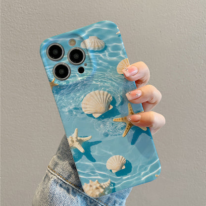 le Compatible Shiny Oil Printing 1pc Summer Shell Starfish Mobile Phone Case - Compatible with 16 1514 13 12 11Pro MaxPlusPlus