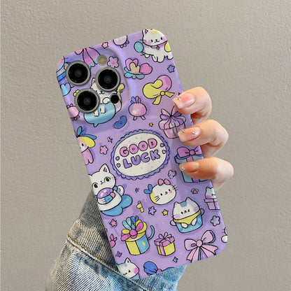 Lively Cute Cat Cartoon Phone Case, Suitable for Iphone 16Pro Max 15Pro_14Pro_ 13Pro _12Pro_12 Phone Case Small Gentle And Cute Style Female, Anti-Fall, Anti-Scratch Explosion-Proof Phone Case