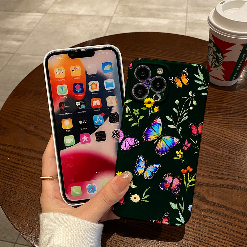 Merry Christmas Mobile Phone Case with Painted Floral Print Pattern Design, Suitable for iPhone 16, 15, 14, 13, Mini 12, 11, Pro Max, Pro, Plus, XR, XS Max, XS, X Series. Latest Protective Film TPU Durable