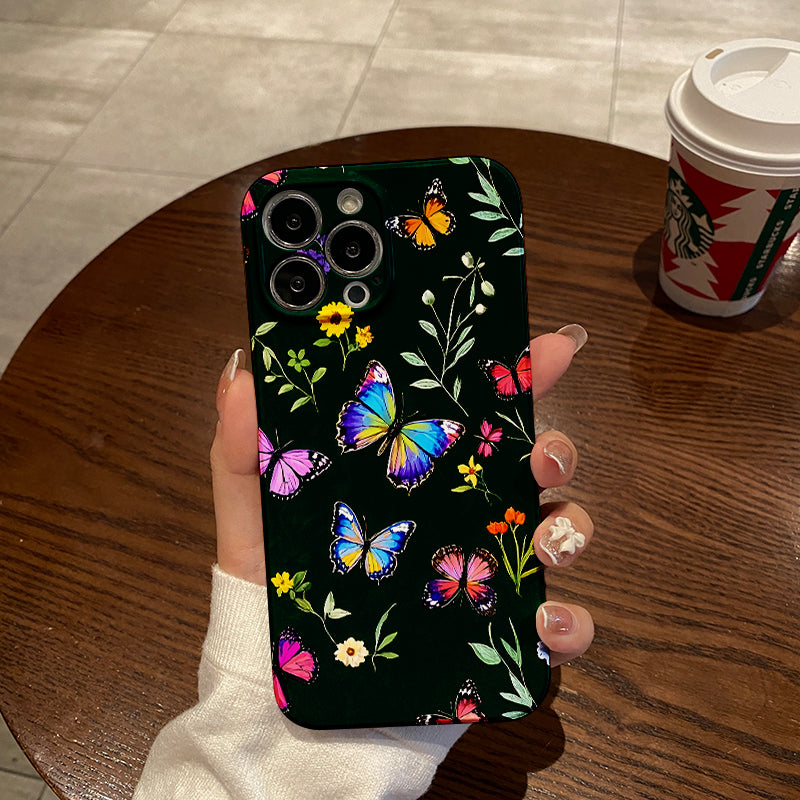 Merry Christmas Mobile Phone Case with Painted Floral Print Pattern Design, Suitable for iPhone 16, 15, 14, 13, Mini 12, 11, Pro Max, Pro, Plus, XR, XS Max, XS, X Series. Latest Protective Film TPU Durable