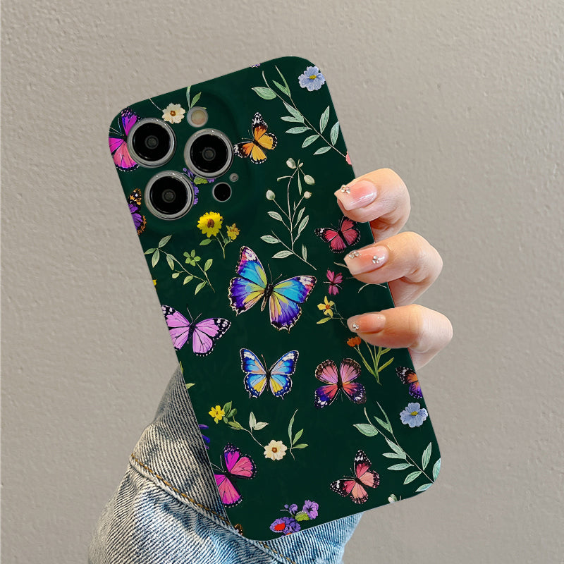 Merry Christmas Mobile Phone Case with Painted Floral Print Pattern Design, Suitable for iPhone 16, 15, 14, 13, Mini 12, 11, Pro Max, Pro, Plus, XR, XS Max, XS, X Series. Latest Protective Film TPU Durable