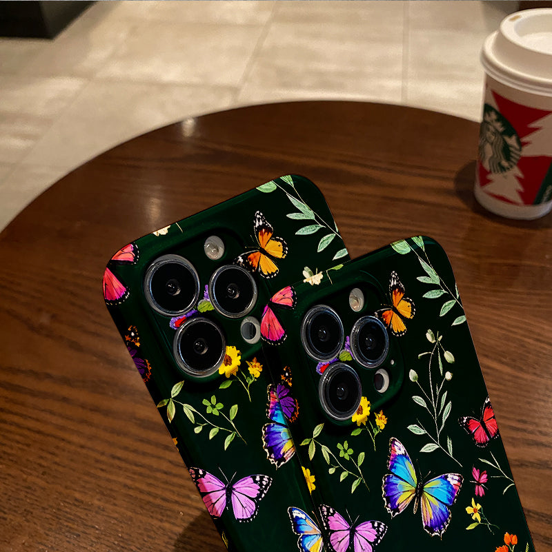 Merry Christmas Mobile Phone Case with Painted Floral Print Pattern Design, Suitable for iPhone 16, 15, 14, 13, Mini 12, 11, Pro Max, Pro, Plus, XR, XS Max, XS, X Series. Latest Protective Film TPU Durable