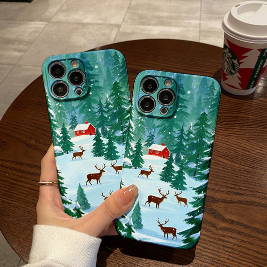 Mobile Phone Protective Case with Christmas pattern design, suitable for iPhone 16 15 14 13 Mini 12 11 Pro Max Pro Plus XR XS Max XS X series. Latest protective film, PC durable shell. Christmas gift, Hallo