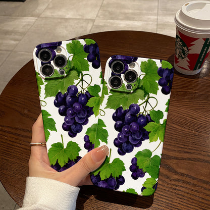 Mobile Phone Protective Case with Grape Pattern Design, Suitable for Iphone 16 15 14 13 Mini 12 11 Pro Max Pro Plus XR XS Max XS X Series. Latest Protective Film, PC Durable Shell. Christmas Gift, Halloween (1)