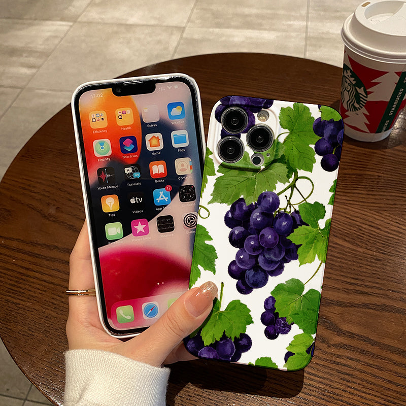 Mobile Phone Protective Case with Grape Pattern Design, Suitable for Iphone 16 15 14 13 Mini 12 11 Pro Max Pro Plus XR XS Max XS X Series. Latest Protective Film, PC Durable Shell. Christmas Gift, Halloween (1)