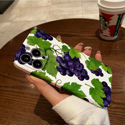 Mobile Phone Protective Case with Grape Pattern Design, Suitable for Iphone 16 15 14 13 Mini 12 11 Pro Max Pro Plus XR XS Max XS X Series. Latest Protective Film, PC Durable Shell. Christmas Gift, Halloween (1)