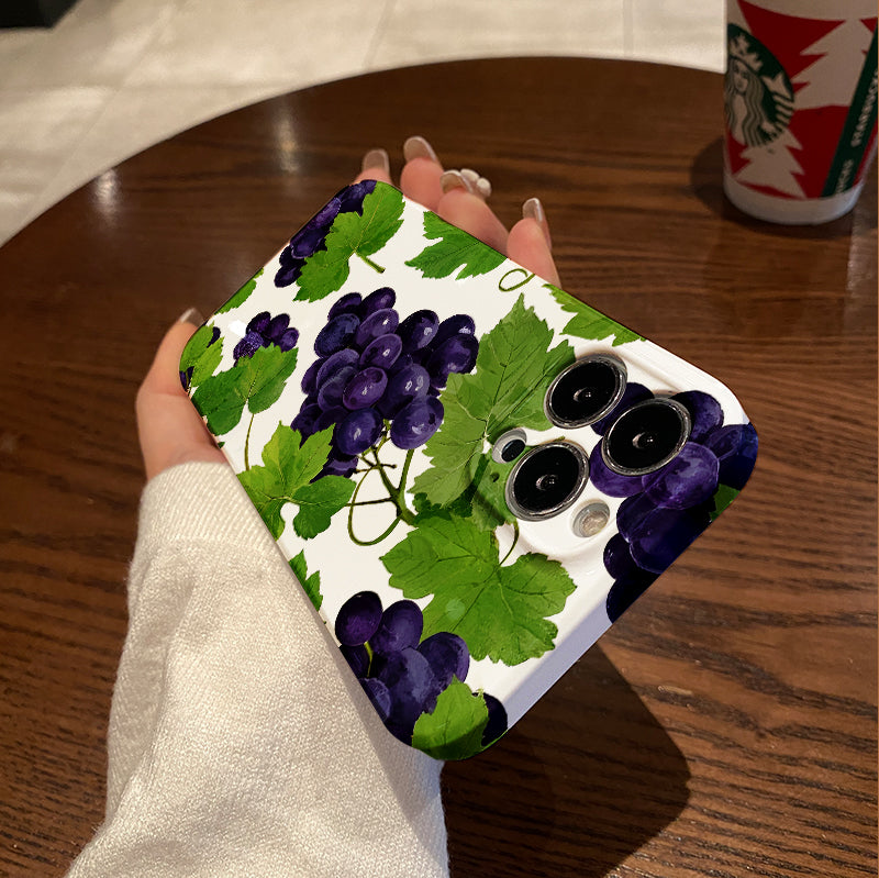 Mobile Phone Protective Case with Grape Pattern Design, Suitable for Iphone 16 15 14 13 Mini 12 11 Pro Max Pro Plus XR XS Max XS X Series. Latest Protective Film, PC Durable Shell. Christmas Gift, Halloween (1)