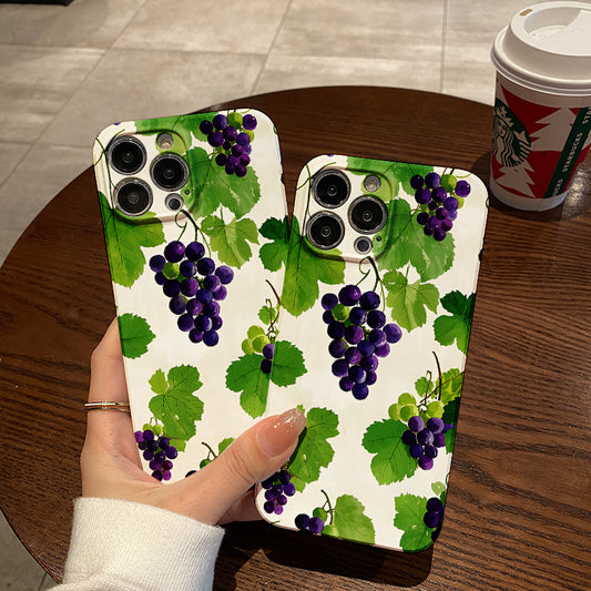 Mobile Phone Protective Case with Grape Pattern Design, Suitable for Iphone 16 15 14 13 Mini 12 11 Pro Max Pro Plus XR XS Max XS X Series. Latest Protective Film, PC Durable Shell. Christmas Gift, Halloween