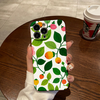 mobile phone protective case with leaf pattern design, suitable for iPhone 16, 15, 14, 13 Mini, 12, 11 Pro Max, Pro Plus, XR, XS Max, XS, X series. Latest anti-drop and shockproof film PC durable shell