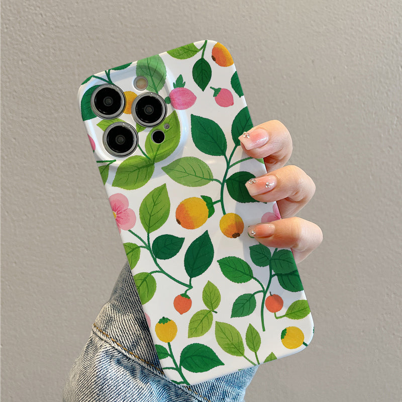 mobile phone protective case with leaf pattern design, suitable for iPhone 16, 15, 14, 13 Mini, 12, 11 Pro Max, Pro Plus, XR, XS Max, XS, X series. Latest anti-drop and shockproof film PC durable shell