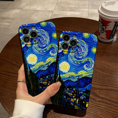 Mobile Phone Protective Case with starry sky pattern design, suitable for iPhone 16 15 14 13 Mini 12 11 Pro Max Pro Plus XR XS Max XS X series. Latest protective film, PC durable shell. Christmas gift, Hall