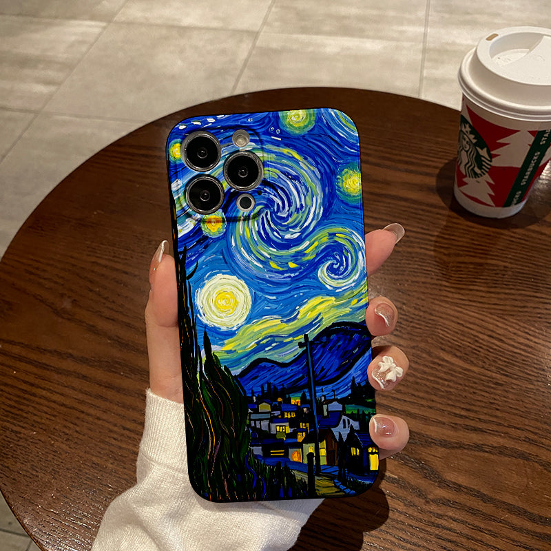 Mobile Phone Protective Case with starry sky pattern design, suitable for iPhone 16 15 14 13 Mini 12 11 Pro Max Pro Plus XR XS Max XS X series. Latest protective film, PC durable shell. Christmas gift, Hall