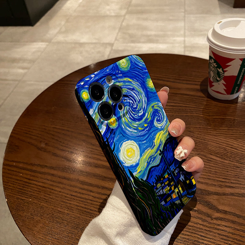 Mobile Phone Protective Case with starry sky pattern design, suitable for iPhone 16 15 14 13 Mini 12 11 Pro Max Pro Plus XR XS Max XS X series. Latest protective film, PC durable shell. Christmas gift, Hall