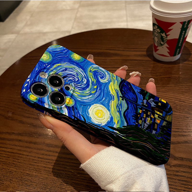 Mobile Phone Protective Case with starry sky pattern design, suitable for iPhone 16 15 14 13 Mini 12 11 Pro Max Pro Plus XR XS Max XS X series. Latest protective film, PC durable shell. Christmas gift, Hall